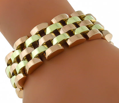 Vintage 1940s Two Tone Gold Bracelet
