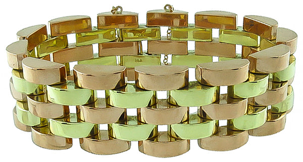 Vintage 1940s Two Tone Gold Bracelet