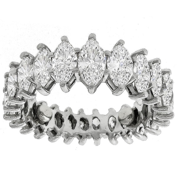 1950s 3.50ct Tapering Marquise Cut Diamond Eternity Wedding Platinum Band