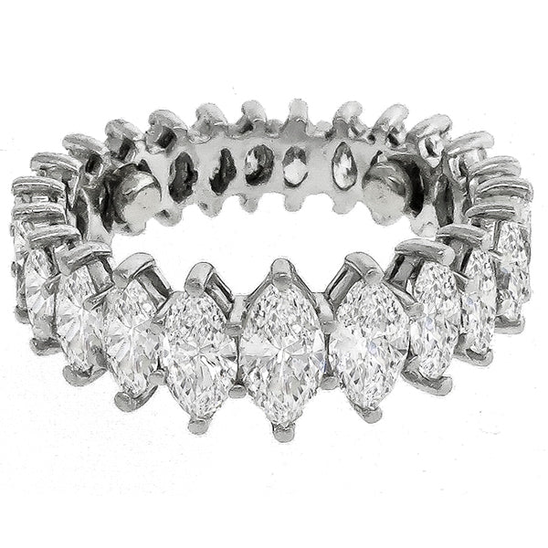 1950s 3.50ct Tapering Marquise Cut Diamond Eternity Wedding Platinum Band