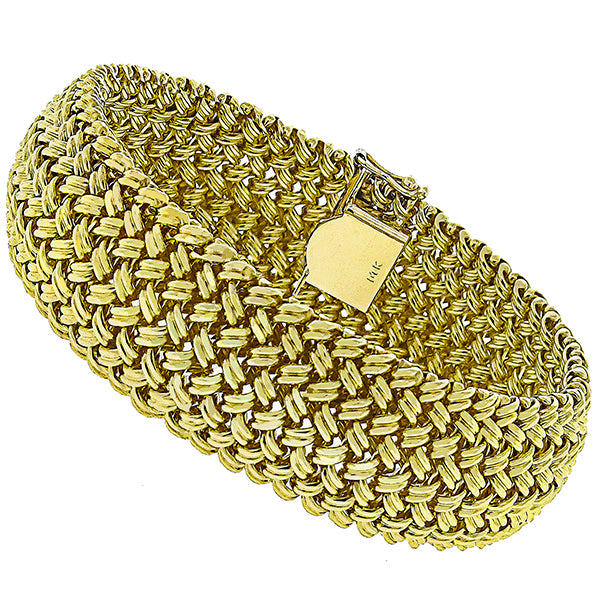 Vintage  1960s 14k Yellow Gold Mesh Bracelet