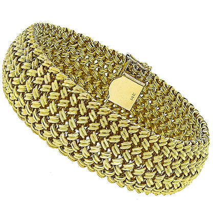 Vintage  1960s 14k Yellow Gold Mesh Bracelet
