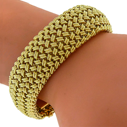 Vintage  1960s 14k Yellow Gold Mesh Bracelet