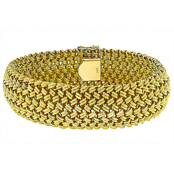 Vintage  1960s 14k Yellow Gold Mesh Bracelet