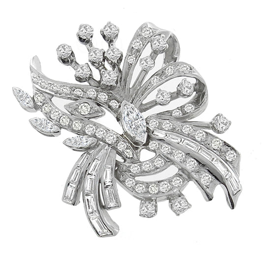 Vintage 2.00ct Diamond Gold Pin