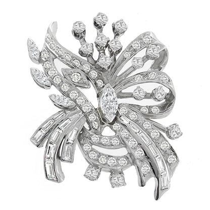 Vintage 2.00ct Diamond Gold Pin