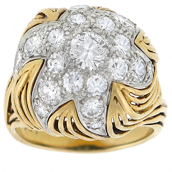 Vintage 2.50ct Diamond Star Gold Platinum  Ring