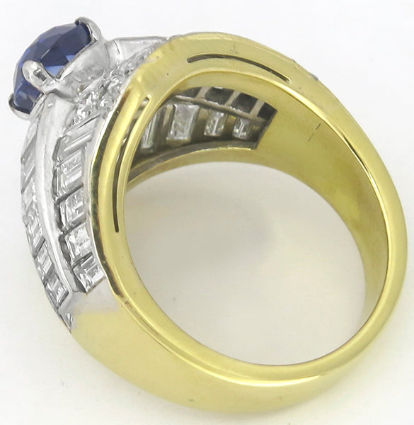 Vintage 2.51ct Ceylon Sapphire 7.00ct Diamond 18k Gold Ring
