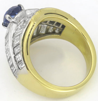 Vintage 2.51ct Ceylon Sapphire 7.00ct Diamond 18k Gold Ring
