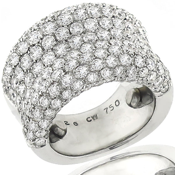 Vintage 3.26ct Round Cut Diamond Cluster  18k White Gold Ring