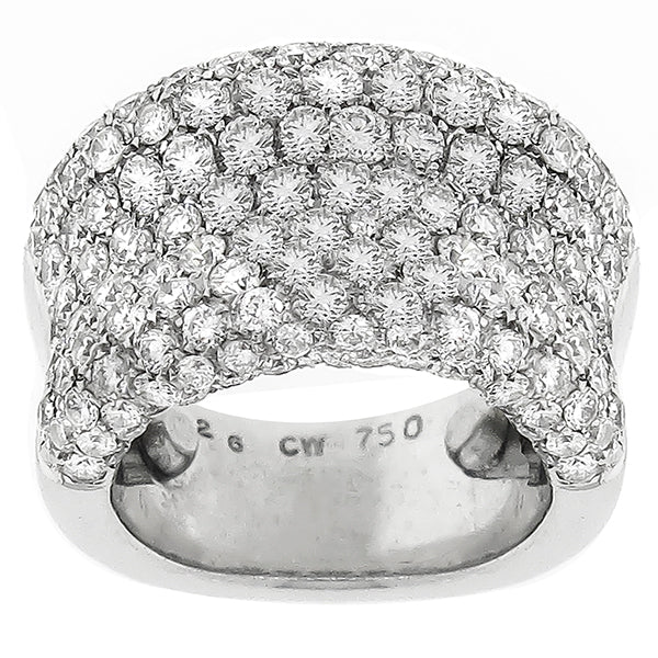 Vintage 3.26ct Round Cut Diamond Cluster  18k White Gold Ring