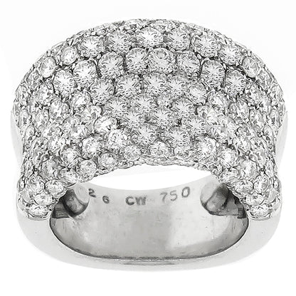 Vintage 3.26ct Round Cut Diamond Cluster  18k White Gold Ring