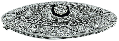 Vintage 3.30ct Diamond Onyx Pin