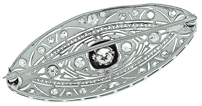 Vintage 3.30ct Diamond Onyx Pin