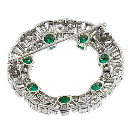 Vintage 3.40ct Diamond Emerald Round  Pin