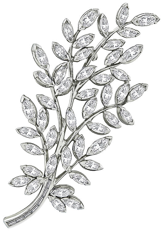 Vintage 3.50ct Diamond Foliage Pin