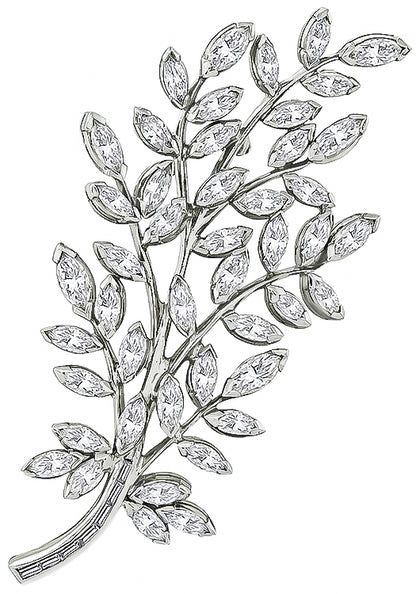 Vintage 3.50ct Diamond Foliage Pin