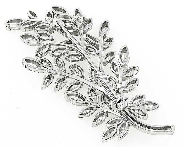 Vintage 3.50ct Diamond Foliage Pin