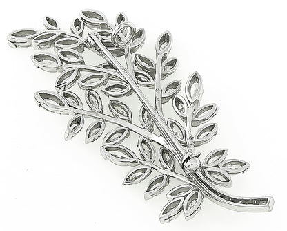 Vintage 3.50ct Diamond Foliage Pin