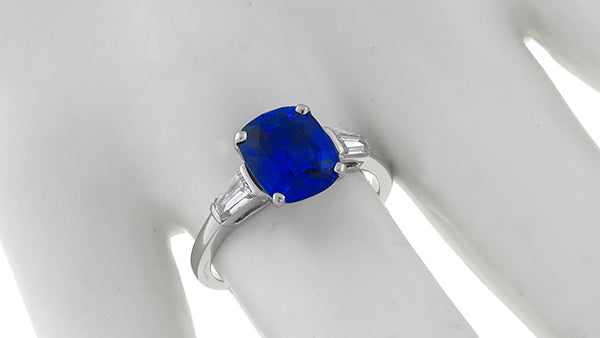 Vintage 3.52ct Sapphire Diamond Engagement Ring