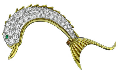 Vintage 4.00ct Diamond Dolphin Pin