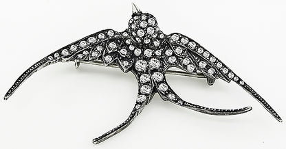 Vintage 4.00ct Diamond Sparrow Pin