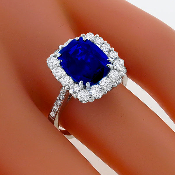 Vintage  4.03ct  Sapphire 1.50ct Diamond Engagement  Ring