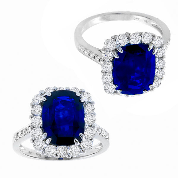 Vintage  4.03ct  Sapphire 1.50ct Diamond Engagement  Ring