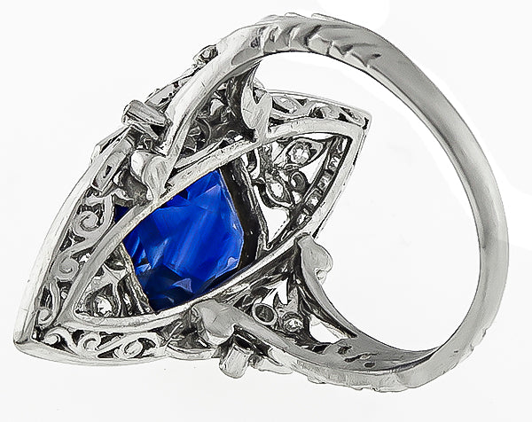 Vintage 4.39ct Sapphire 1.00ct Diamond Ring