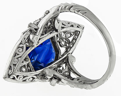 Vintage 4.39ct Sapphire 1.00ct Diamond Ring