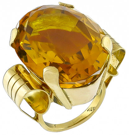 Vintage 50.00ct Citrine Gold Ring