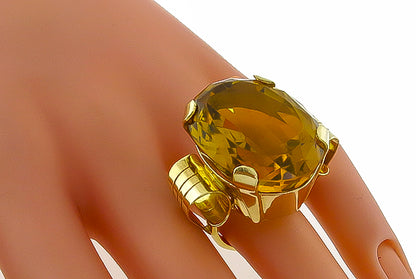 Vintage 50.00ct Citrine Gold Ring