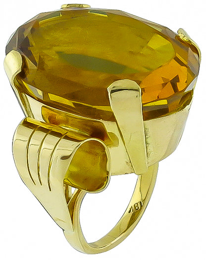 Vintage 50.00ct Citrine Gold Ring