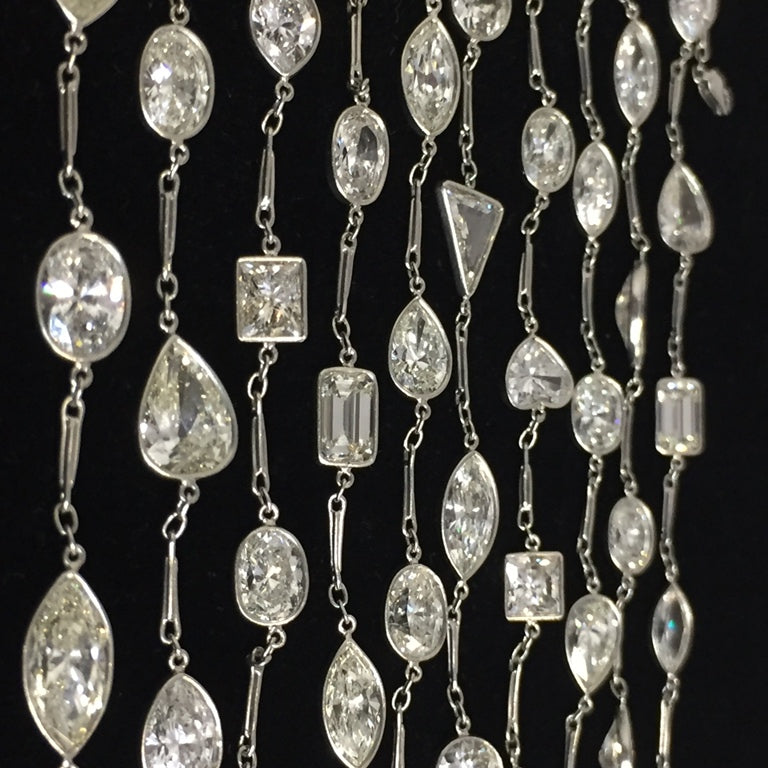 Vintage 67.23ct Diamond Platinum By The Yard Necklace