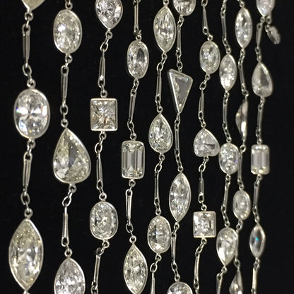 Vintage 67.23ct Diamond Platinum By The Yard Necklace