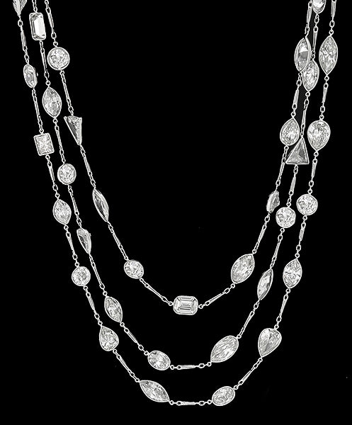 Vintage 67.23ct Diamond Platinum By The Yard Necklace