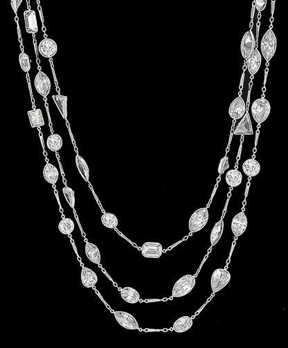 Vintage 67.23ct Diamond Platinum By The Yard Necklace