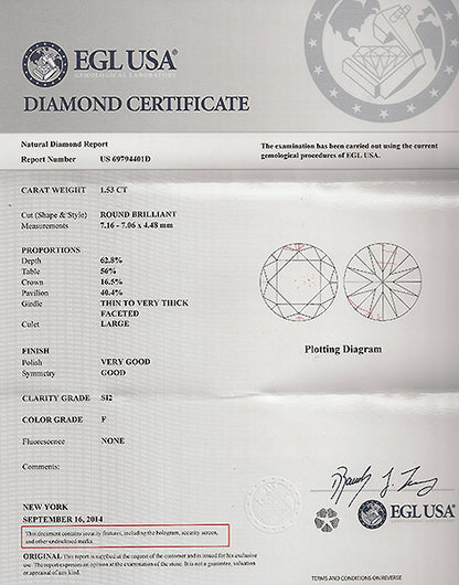 Vintage EGL 1.53ct Diamond Engagement Ring