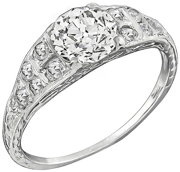 Vintage EGL Certified 1.08ct Diamond Engagement Ring