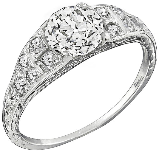 Vintage EGL Certified 1.08ct Diamond Engagement Ring