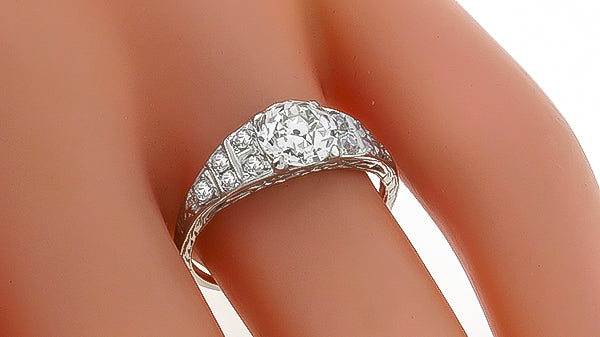 Vintage EGL Certified 1.08ct Diamond Engagement Ring