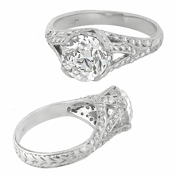 Vintage EGL Certified 1.34ct Diamond Engagement Ring