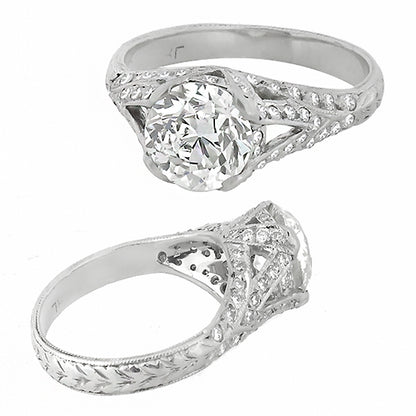Vintage EGL Certified 1.34ct Diamond Engagement Ring