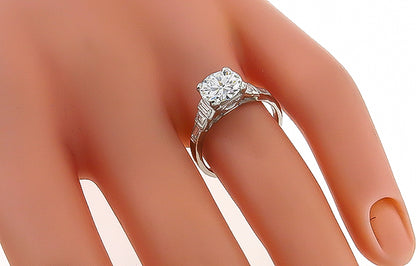 Vintage EGL Certified 1.41ct Diamond Engagement Ring