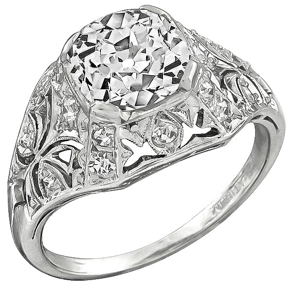 Vintage EGL Certified 2.03ct Diamond Engagement Ring