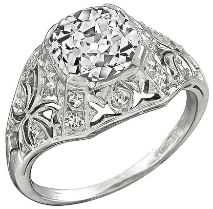 Vintage EGL Certified 2.03ct Diamond Engagement Ring