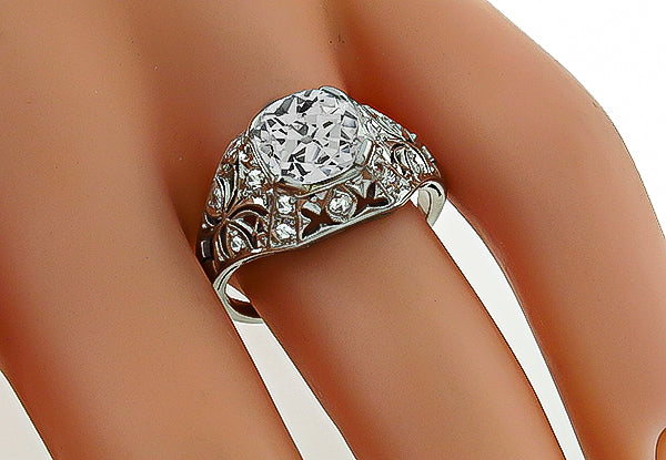 Vintage EGL Certified 2.03ct Diamond Engagement Ring