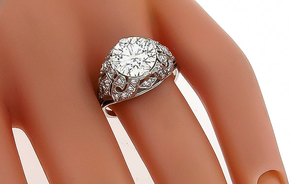 Vintage EGL Certified 2.34ct Diamond Engagement Ring