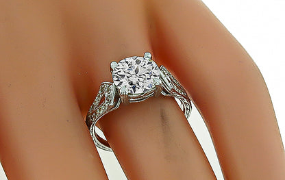 Vintage EGL Certified 2.40ct Diamond Engagement Ring