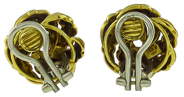 Vintage Enamel Gold Earrings